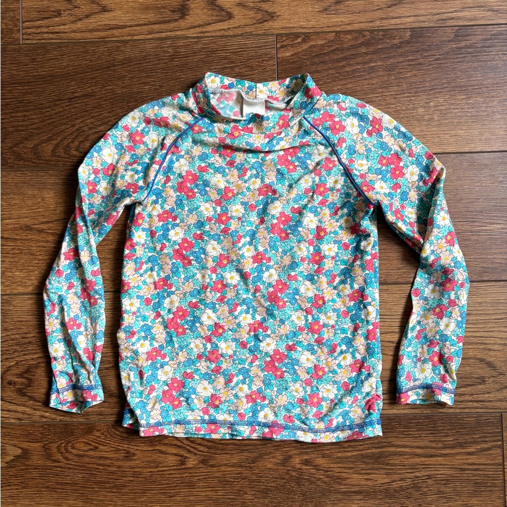 Mini Boden Long Sleeve Floral Rash Guard Size 5-6Y